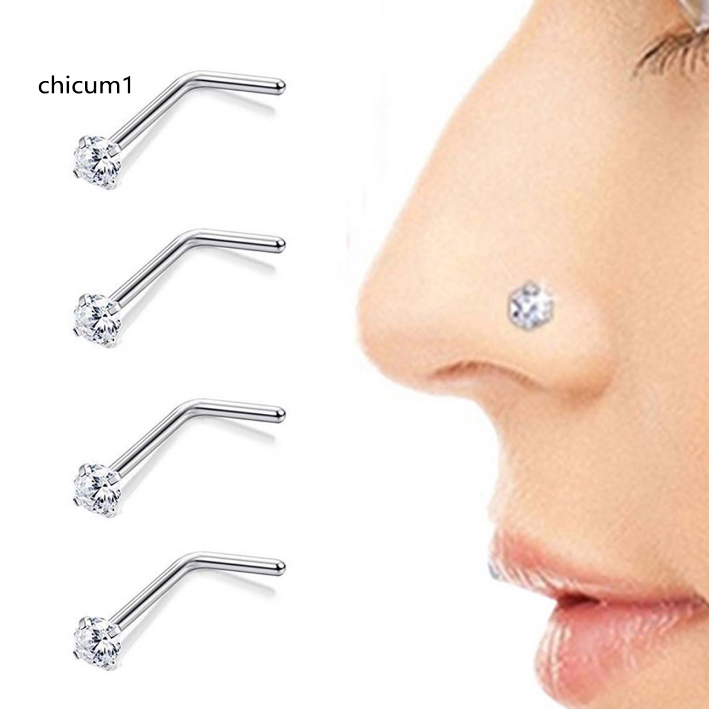 1 Khuyên Mũi Bằng Thép Titan Đính Đá Zircon Tinh Tế