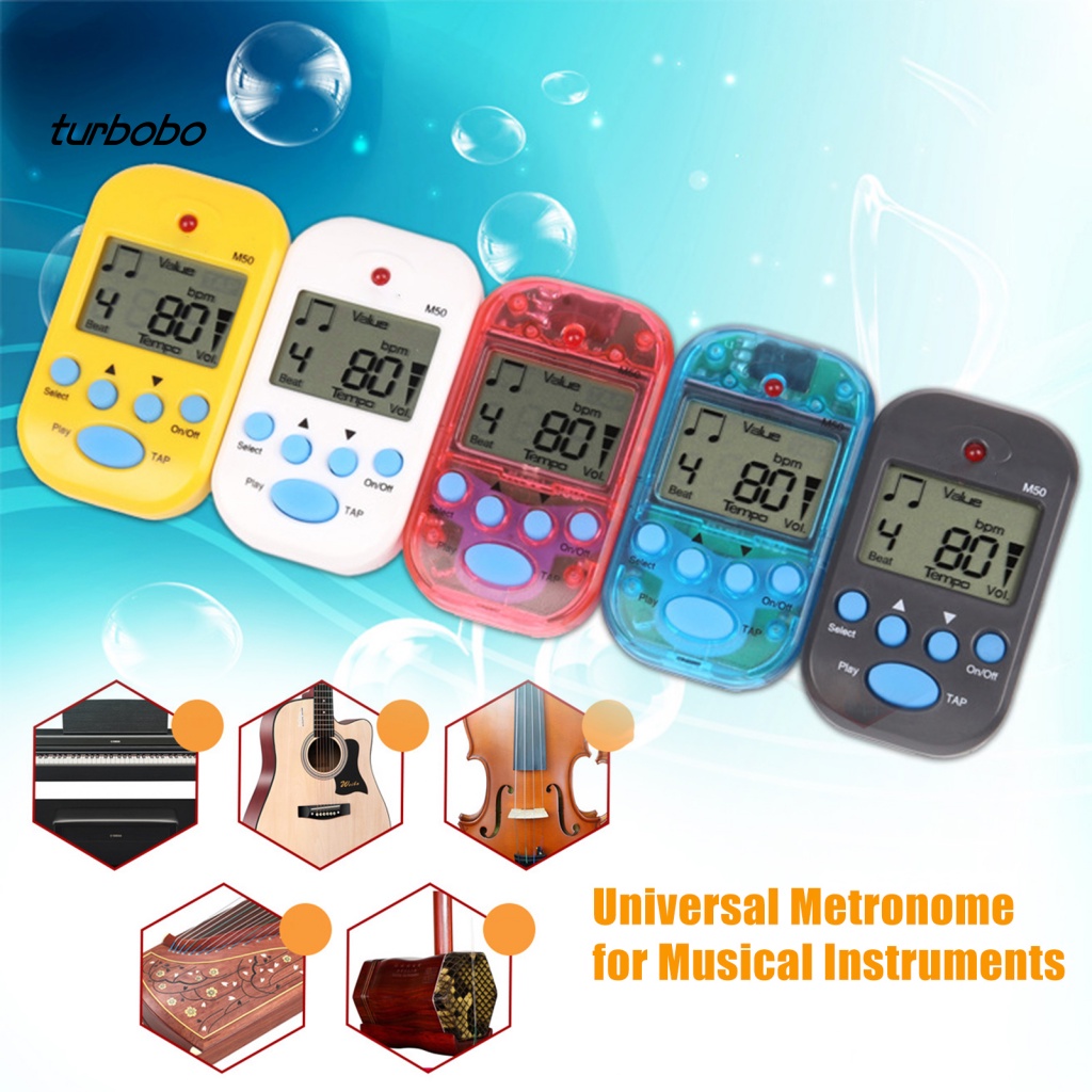 Turbobo Metronome Kẹp Bằng Nhựa Có Màn Hình LCD Kỹ Thuật Số Cho Đàn Guitar Điện Chuyên Nghiệp