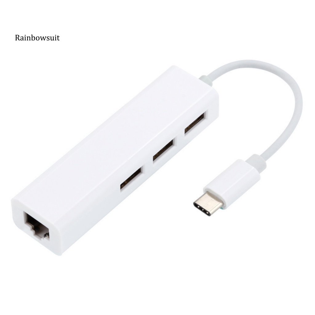 Bộ Chia Cổng USB Type-C Sang USB 20 / RJ45 Ethernet Thẻ Mạng Tốc Độ Cao Cho Máy Tính