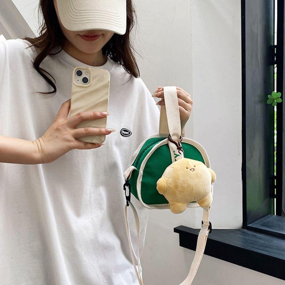 LOMBARD Túi Đeo Chéo Tam Giác Bằng Vải Canvas Có Khóa Kéo In Chữ Dễ Thương Cho Nữ