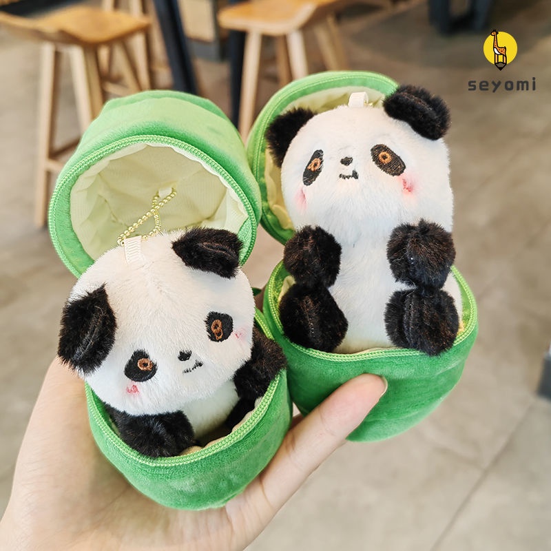 Móc Khóa Gấu Trúc Nhồi Bông Mềm Mại Đáng Yêu