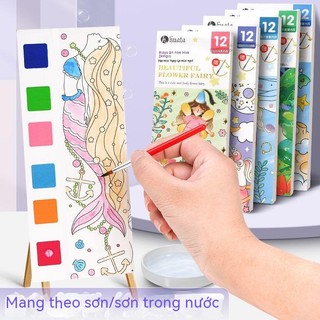 Sổ tô màu tự làm Sổ vẽ di động có sơn nhúng nước