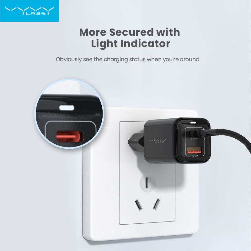 Củ Sạc Nhanh Vyvylabs 35W PD3.0 QC4.0 Hai Cổng USB Type C Phích Cắm EU / US Cho iP 14 13 Pro Max Mini 8 Plus