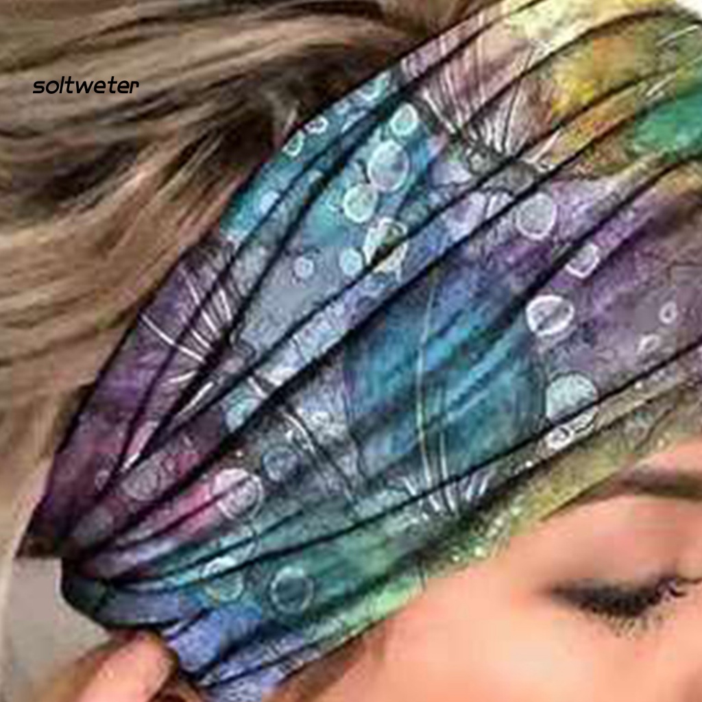 Băng Đô Cài Tóc In Họa Tiết Hoa Màu Sáng Thoải Mái Dùng Tập Yoga