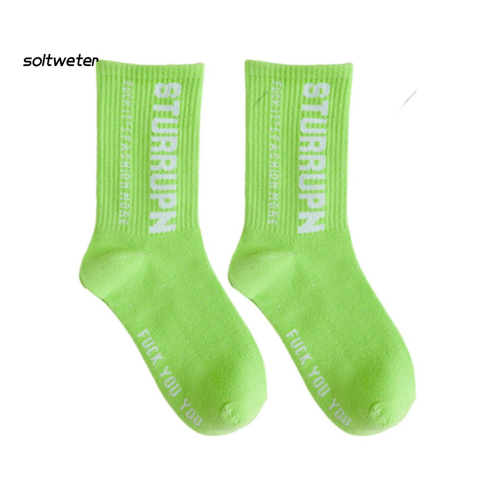 1 Đôi Tất Chân Cotton Siêu Mềm Mại In Chữ Tiếng Anh Thời Trang Cho Nữ