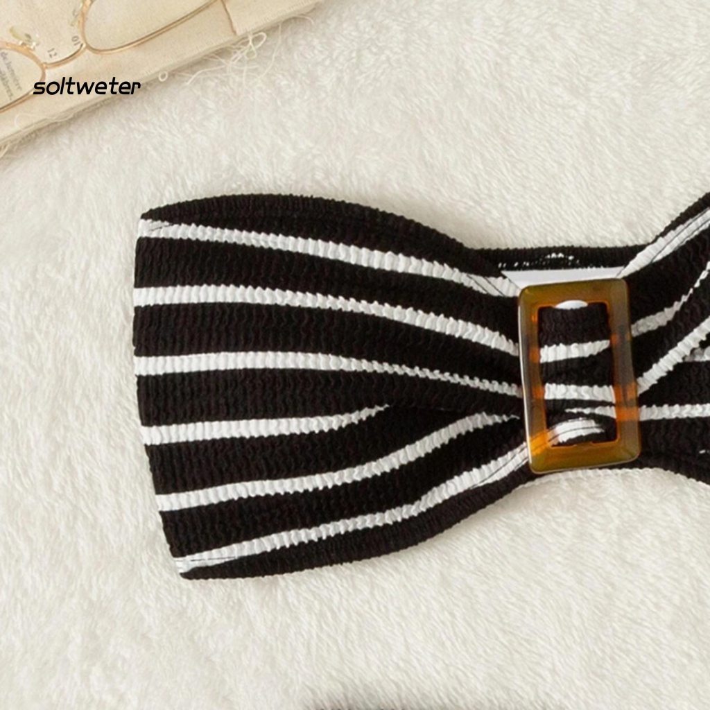 Bộ Đồ Bơi 2 Mảnh Mềm Mại Ôm Dáng Mau Khô Hở Vai Có Mút Đệm Cho Nữ