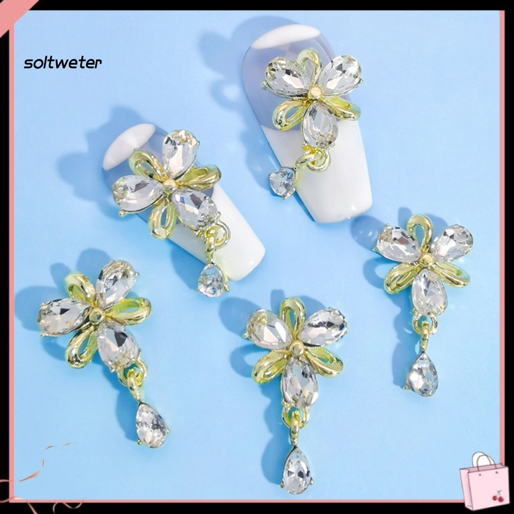 Bộ 10 Phụ Kiện Trang Trí Móng Tay Tạo Hiệu Ứng 3D Lấp Lánh Bằng Hợp Kim