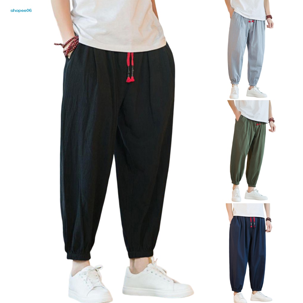 Quần Harem Lưng Thun Rút Dây Màu Trơn Thời Trang Mùa Hè Cho Nam
