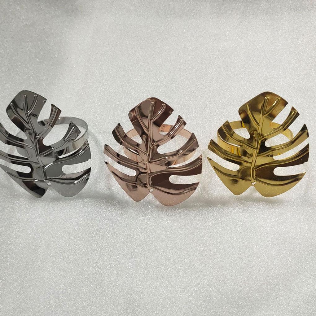 Bộ 6 Giá Đỡ Khăn Ăn Bằng Kim Loại Mạ Bóng Hình Chiếc Lá Trang Trí Tiệc Cưới / Kỷ