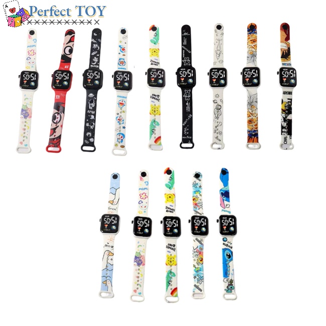 Đồng Hồ Điện Tử Đeo Tay Mặt Vuông Họa Tiết Hoạt Hình Cho Học Sinh