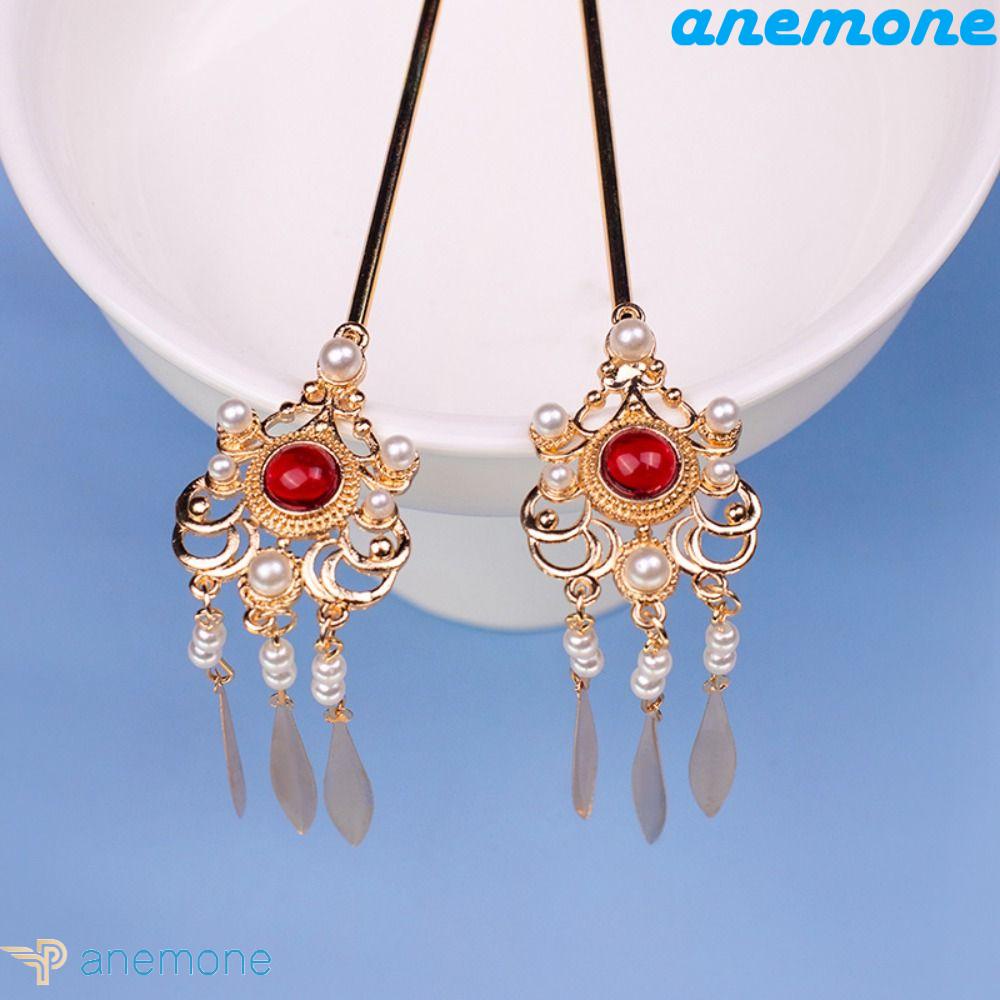 ANEMONE Trâm Cài Tóc Phối Dây Xích Tua Rua Phong Cách Hán Phục Thời Trang Sang Trọng Cho Nữ