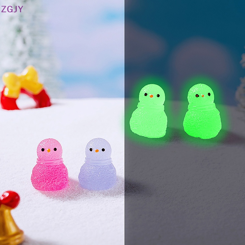 Set 5 Mô Hình Vua Tuyết Dạ Quang Mini Bằng Nhựa Resin Trang Trí Tiểu Cảnh Mới