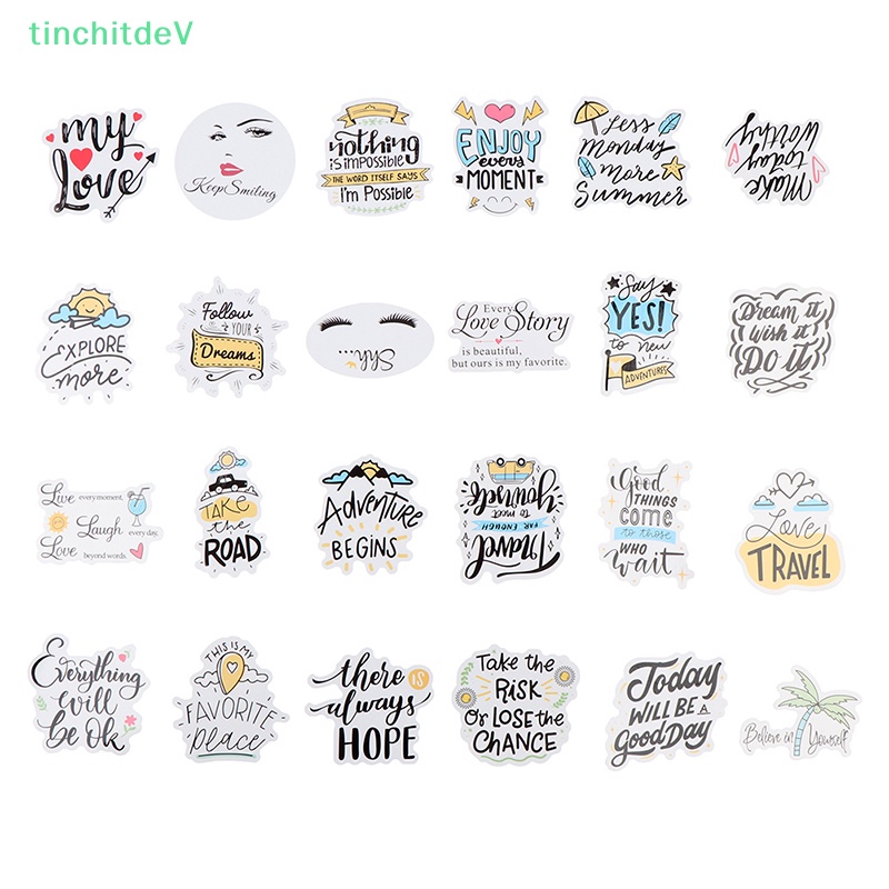 Bộ 50 Sticker Câu Trích Dẫn Động Lực Chống Thấm Nước Dùng Trang Trí Ván Trượt Laptop Diy