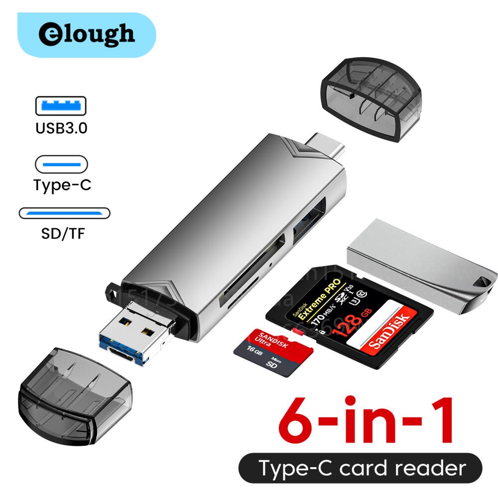 Đầu Đọc Thẻ Nhớ OTG USB 3.0 Type C / USB / Micro USB / flash / TF / SD Đa Năng 6 Trong 1
