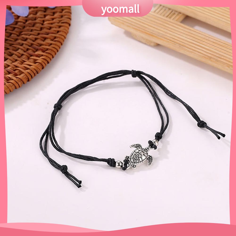 Lắc Chân Bện Dây Thủ Công Mặt Hình Rùa Phong Cách Vintage Cho Nữ