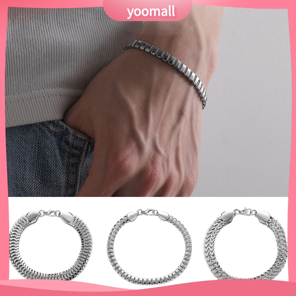 [YM] Vòng Đeo Tay Dạng Kẹp Tôm Hùm Bằng Thép Không Gỉ Bề Mặt Nhẵn Hình Rắn Đơn Giản Cá Tính Chống Rỉ Sét Trang