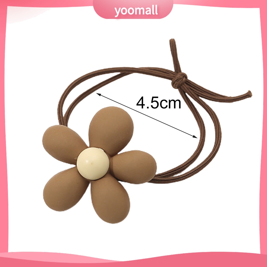 Dây Cột Tóc Co Giãn Mặt Nhám Đính Hoa Hoạt Hình Dễ Thương