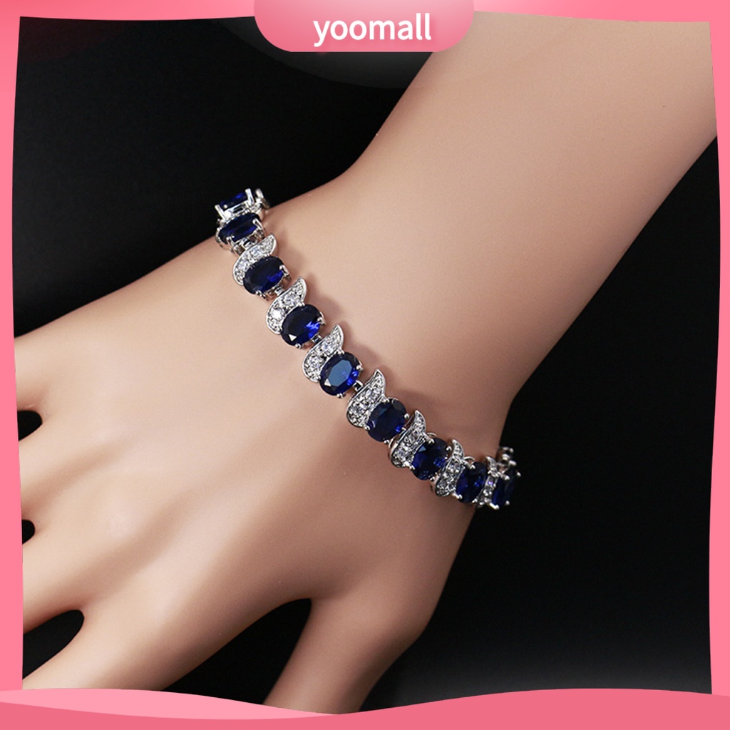 Vòng Đeo Tay Đính Đá Xanh Dương Duyên Dáng Thời Trang Cho Nữ