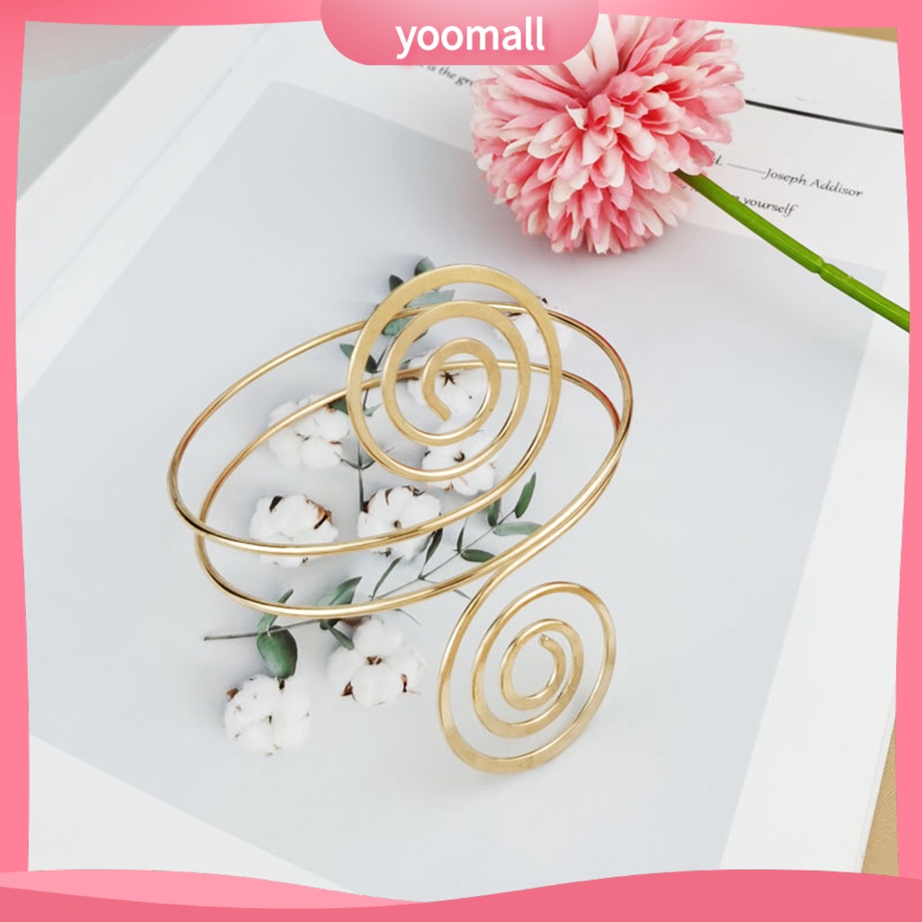 [YM] Vòng Đeo Cánh Tay Nhiều Lớp Họa Tiết Xoắn Ốc Bằng Hợp Kim Trang Sức Thời Trang Punk Có Thể Điều Chỉnh Dành Cho Nữ