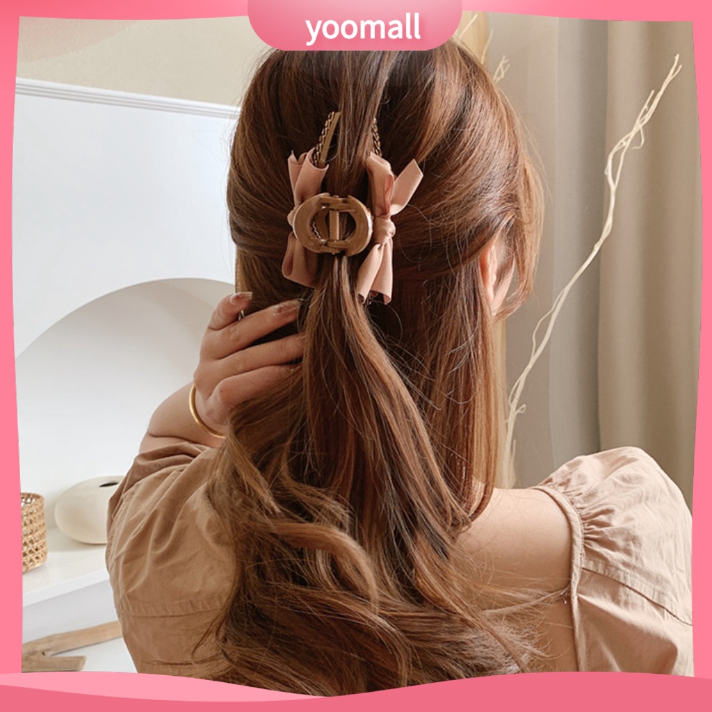 Kẹp Tóc Càng Cua Đính Đá Màu Trơn Chống Rơi Cho Nữ