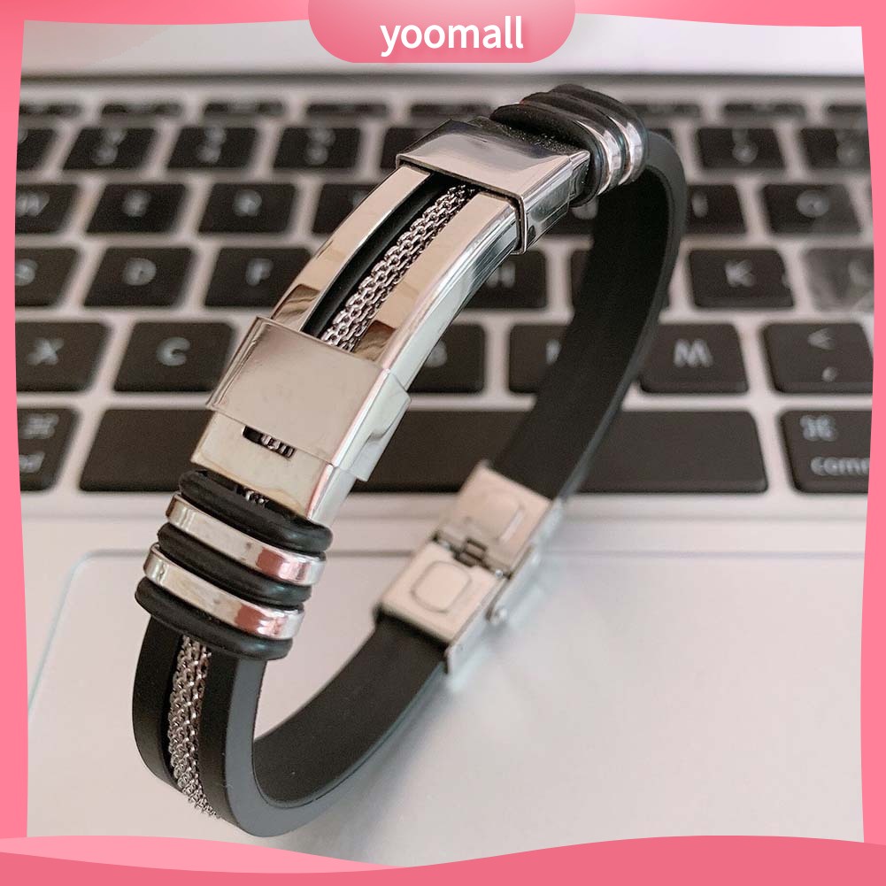 Vòng Tay Dây Xích Bằng Thép Titanium Độc Đáo Cho Nam