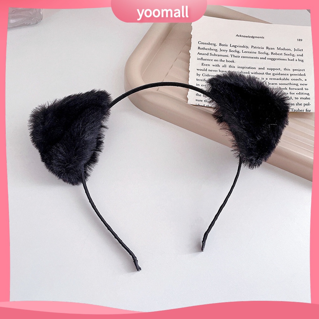 Băng Đô Cài Tóc Tai Mèo Phủ Lông Mềm Mịn Nhẹ Nhàng Co Giãn Màu Sắc Ngọt Ngào