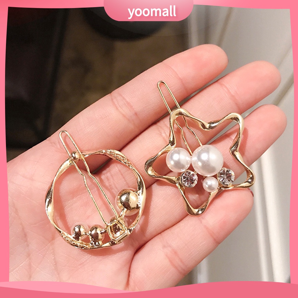 Kẹp Tóc Đính Ngọc Trai Giả Họa Tiết Trái Tim Thời Trang Cho Nữ