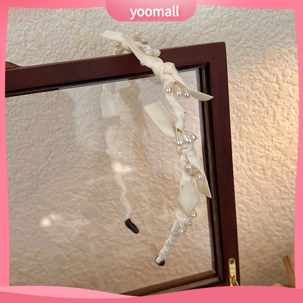 Băng Đô Cài Tóc Đính Ngọc Trai Nhân Tạo Chống Trượt Cho Nữ