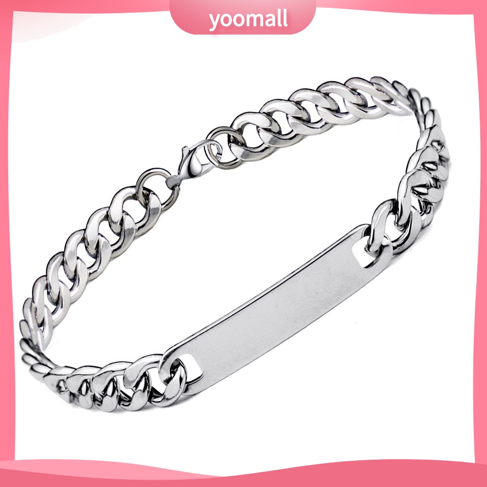 Vòng Tay Dây Xích Tráng Gương Chất Liệu Thép Không Gỉ Thời Trang Cho Nam