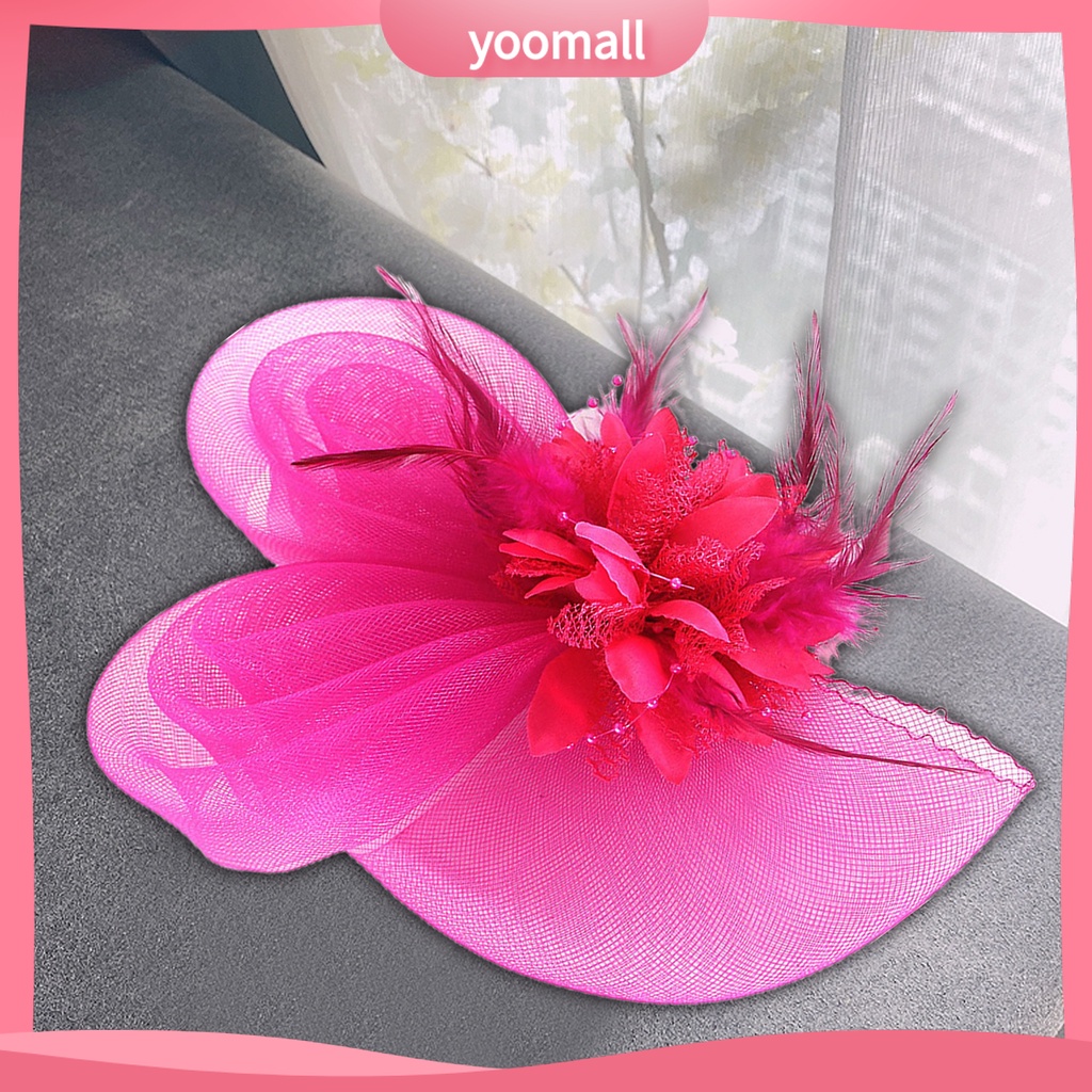 Mũ Tai Thỏ Phối Lưới Đính Lông Vũ Hóa Trang Cô Dâu