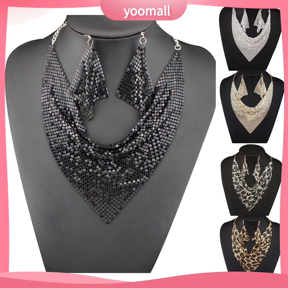 Set 2 Vòng cổ + Bông Tai Hình Tam Giác Thời Trang Nữ