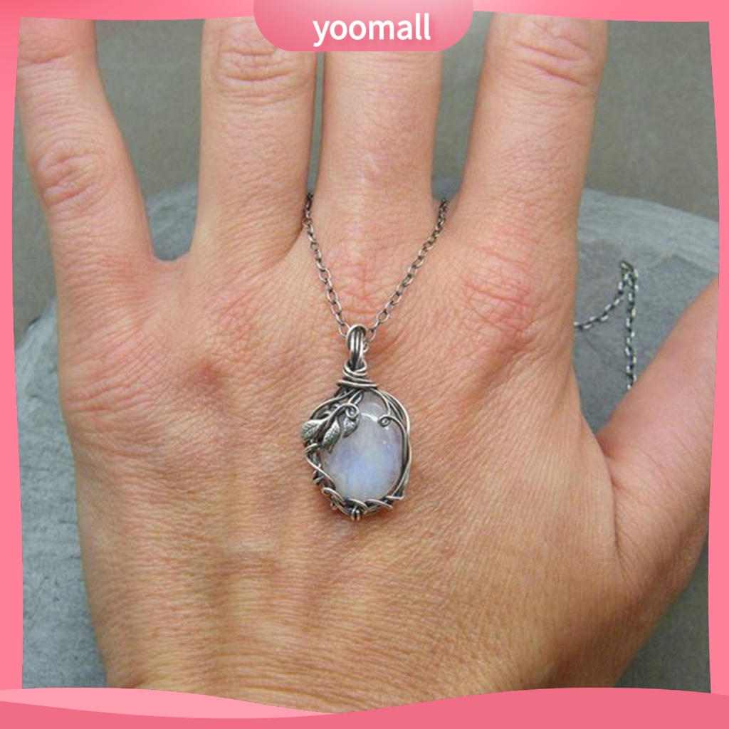 [YM] Vòng cổ Mở Rộng Mặt Đá Mặt Trăng Nhân Tạo Mịn Cho Nữ