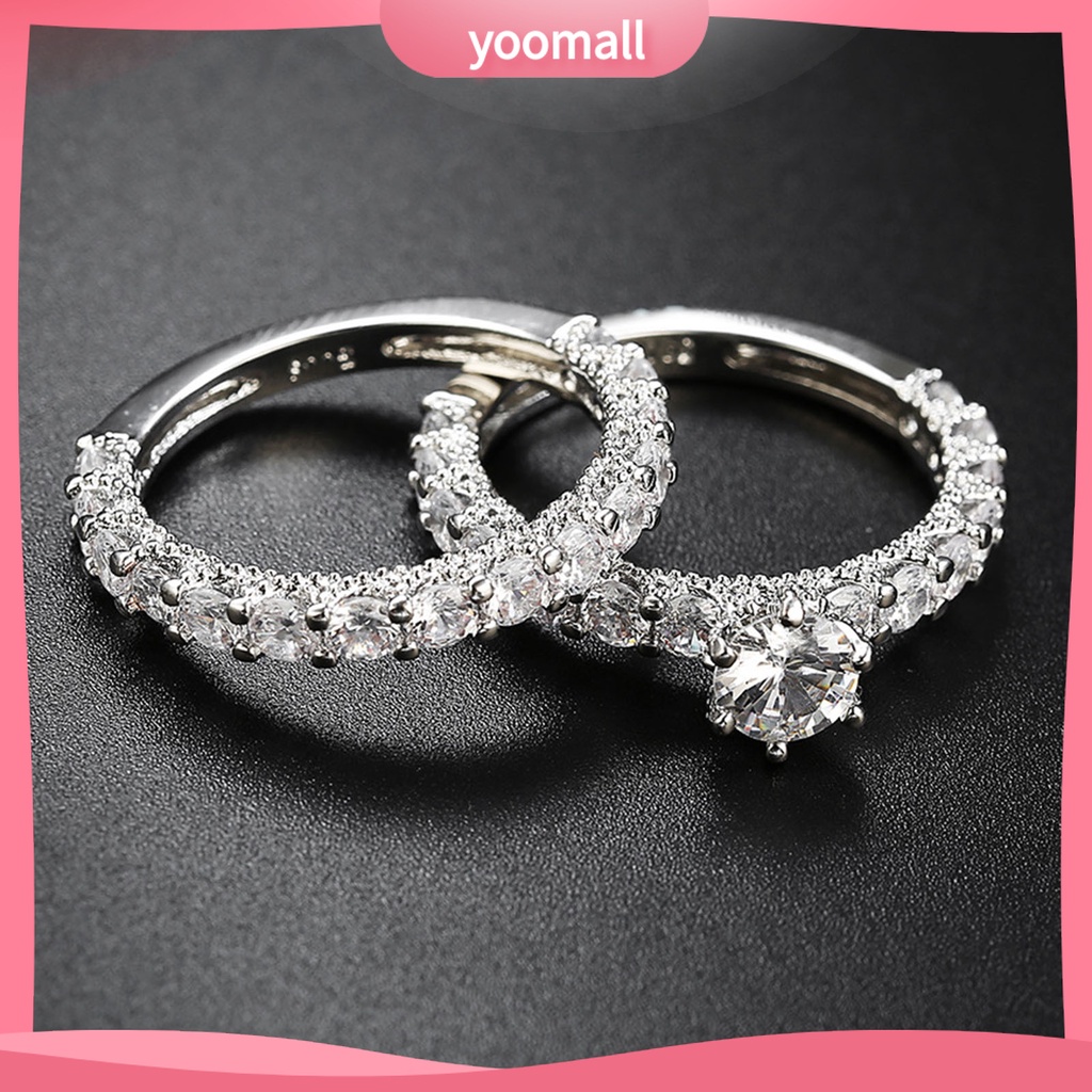 1 Cặp Nhẫn Đính Đá Toàn Diện Không Phai Màu Trọng Lượng Nhẹ Dành Cho Nữ