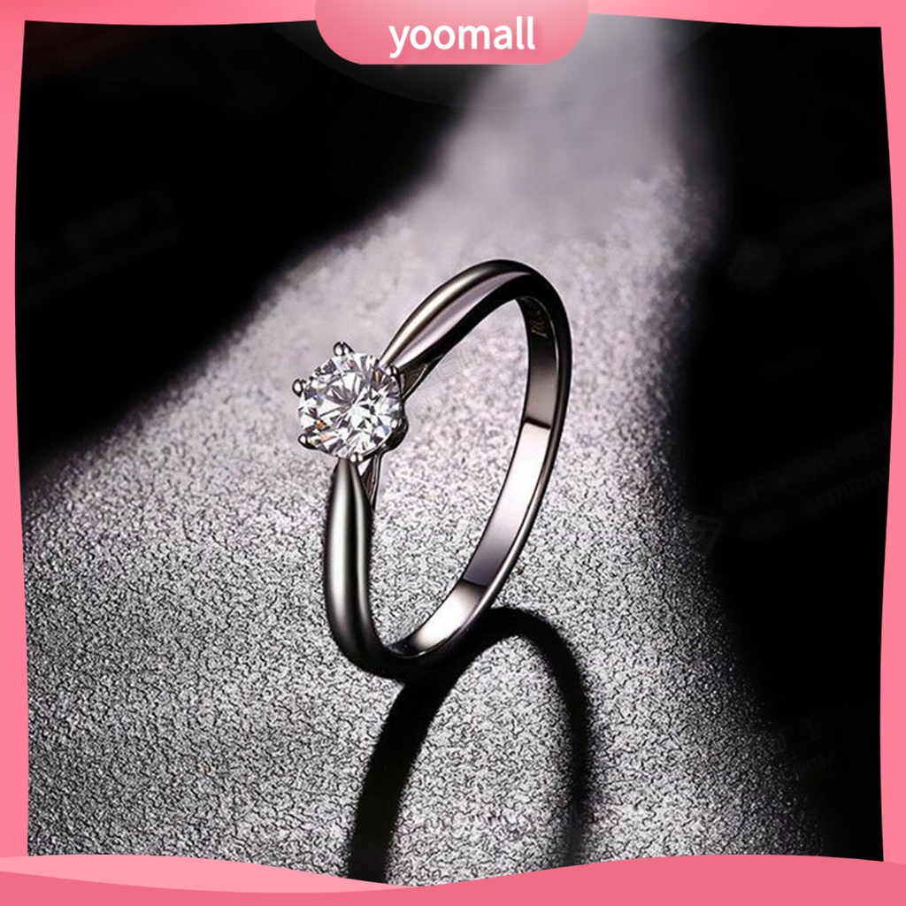 [YM] Nhẫn Sáu Móng Vuốt Đính Đá Zircon Bằng Hợp Kim Thanh Lịch Cho Bữa Tiệc