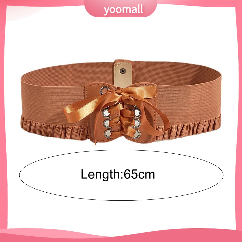 Thắt Lưng Giả Da Phối Bèo Độ Co Giãn Cao Phong Cách Retro Thời Trang Cho Nữ