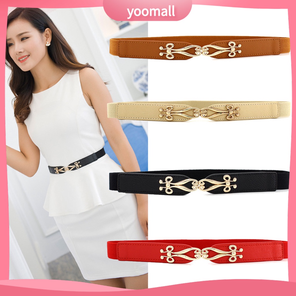 Thắt Lưng Giả Da Co Giãn Phối Màu Tương Phản Tùy Chỉnh Thoải Mái Thời Trang Cho Nữ