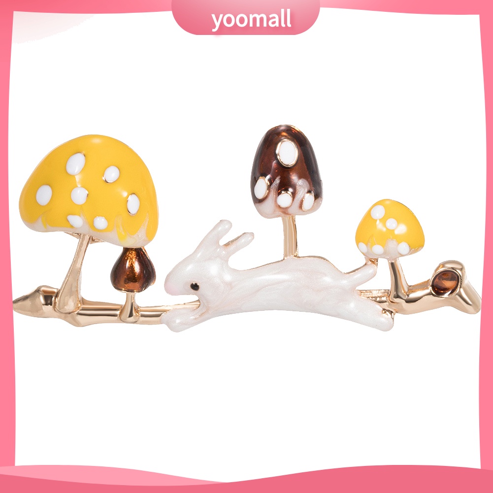 [YM] Ghim Cài Áo Tráng Men Họa Tiết Thỏ / Cây Nấm / Động Vật Hoạ