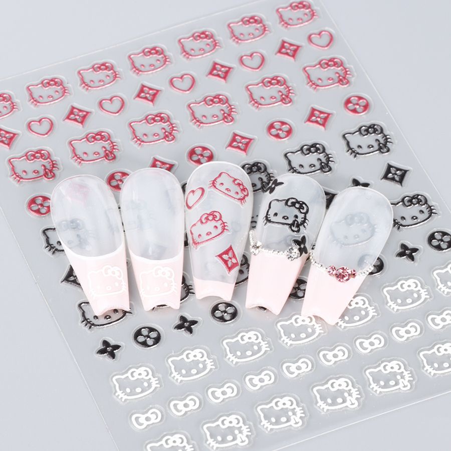 Miếng Dán Trang Trí Móng Tay Hình Mèo Hoạt Hình Dễ Thương