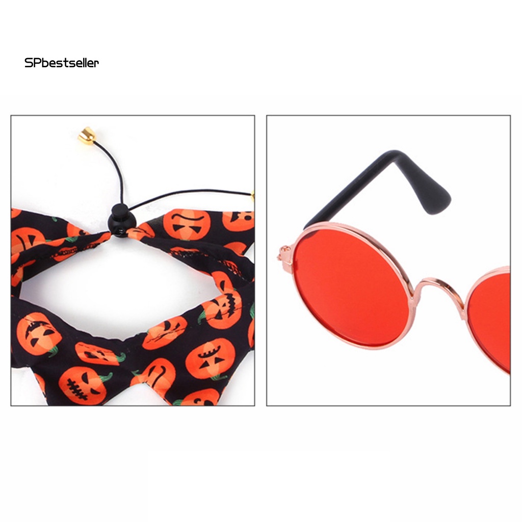 1 Bộ Phụ Kiện Băng Đô Và Yếm Mắt Màu Sắc Tươi Sáng Dùng Để Hóa Trang Halloween Cho Thú Cưng