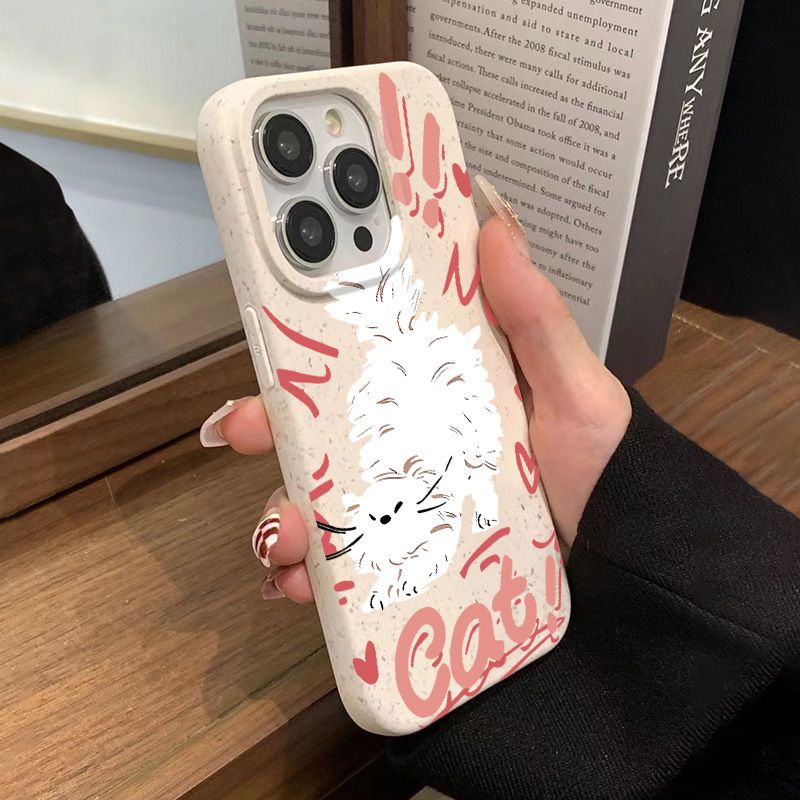 Ốp Điện Thoại Dẻo Màu Hồng Họa Tiết Chú Mèo Dễ Thương Chống Sốc Cho iPhone12plus 7 14pro 5BMI 11813