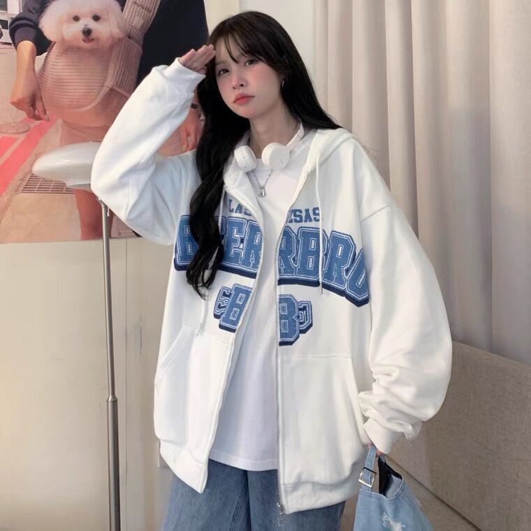 Áo Khoác Hoodie Dáng Rộng Thời Trang Phong Cách Hàn Quốc Cho Nữ