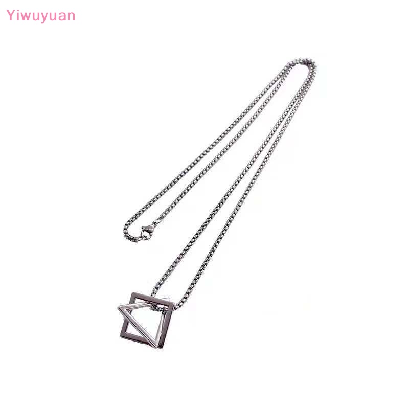 < Yiwuyuan > Dây Chuyền Thép Titan Mặt Tam Giác Vuông Lồng Vào Nhau Phong Cách Đường Phố Mới Cho Nam Và Nữ
