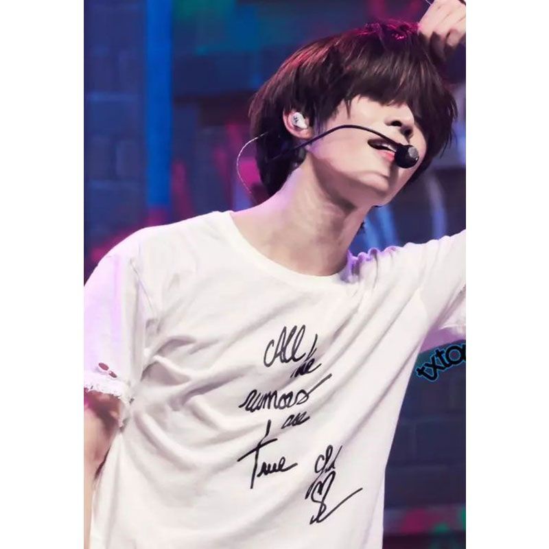Kpop TXT YEONJUN BEOMGYU Soobin Cổ Tròn Cotton T Tay Ngắn Cotton T Casual Top Nam / Nữ Áo Sơ Mi Cặp Đôi