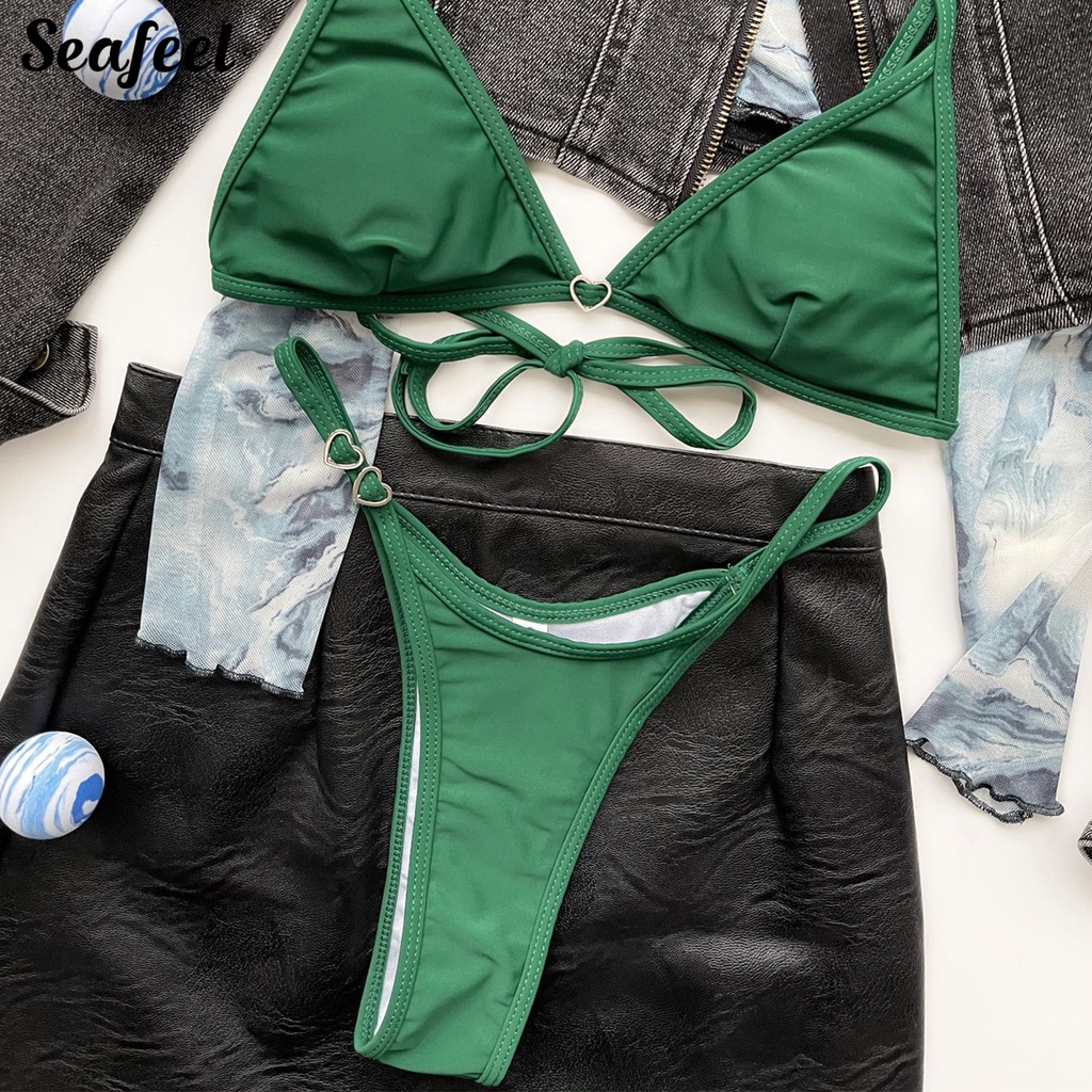 Bộ Bikini 2 Mảnh Màu Sắc Đơn Giản Cho Nữ