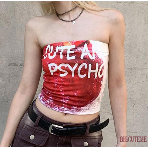 Áo Lửng Không Tay In Chữ Thời Trang Quyến Rũ Cho Nữ