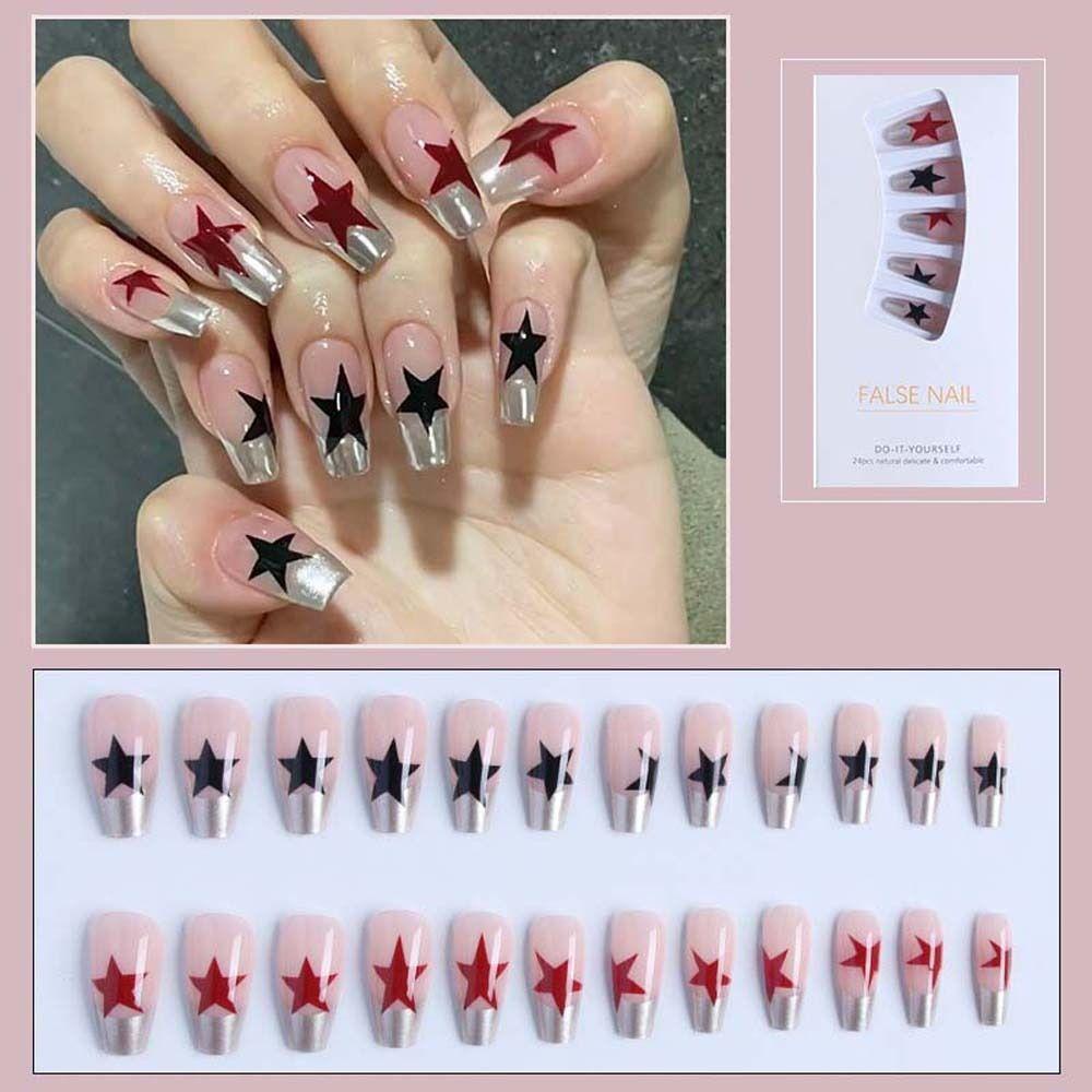 Bộ Móng Tay Giả Hình Ngôi Sao Dáng Dài Có Thể Tháo Rời Che Phủ Toàn Diện DIY Dành Cho Nữ / Bé Gái
