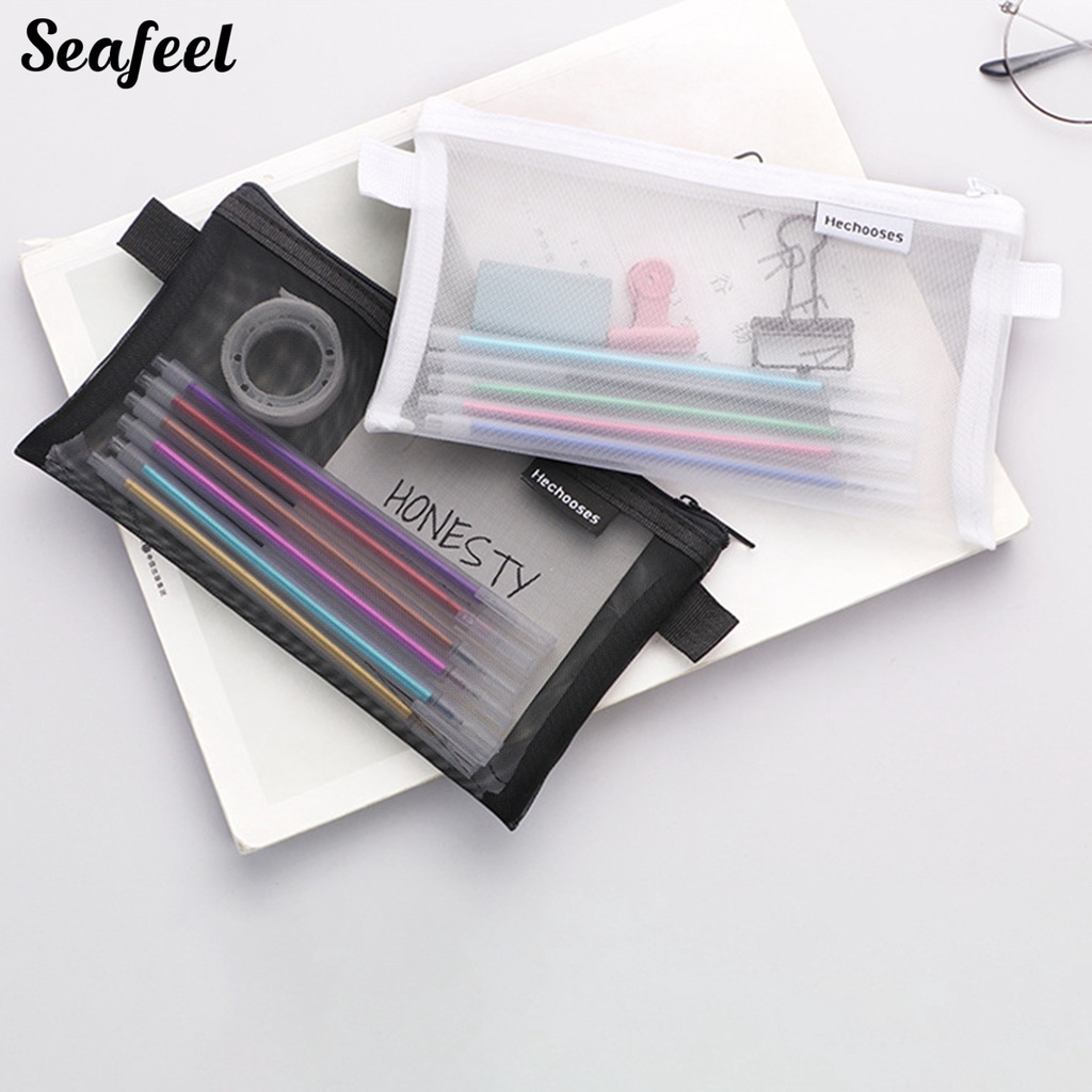 Túi Lưới Đựng Bút Trong Suốt Trọng Lượng Nhẹ Có Khóa Kéo Tiện Dụng