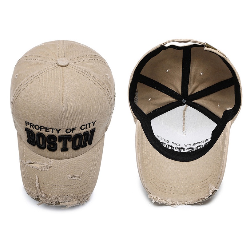 Mũ Lưỡi Trai Denim Thêu Chữ Thiết Kế Rách Cá Tính