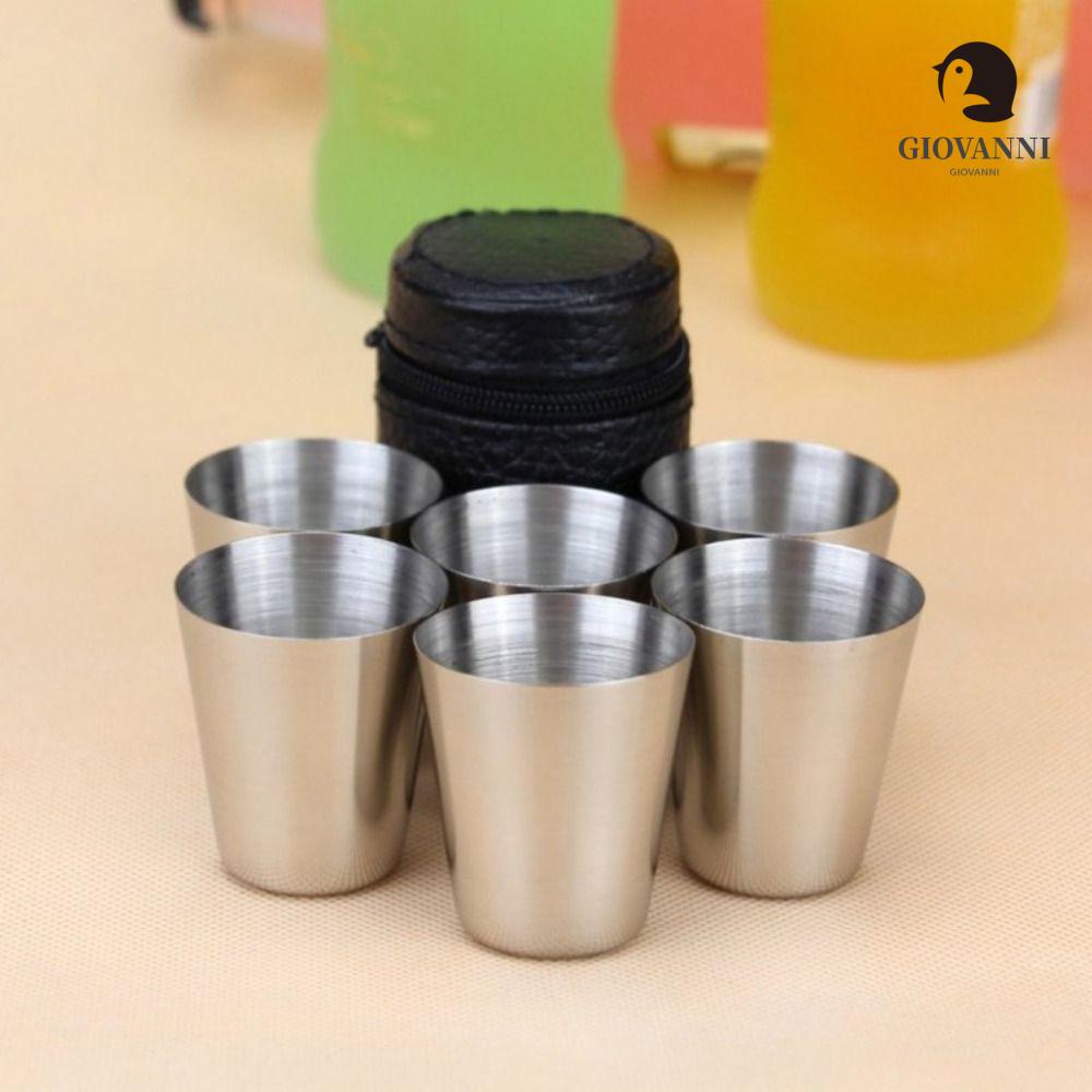 Bộ 4 Cốc Uống Rượu Bằng Thép Không Gỉ 30ml Tiện Dụng Mang Theo Du Lịch