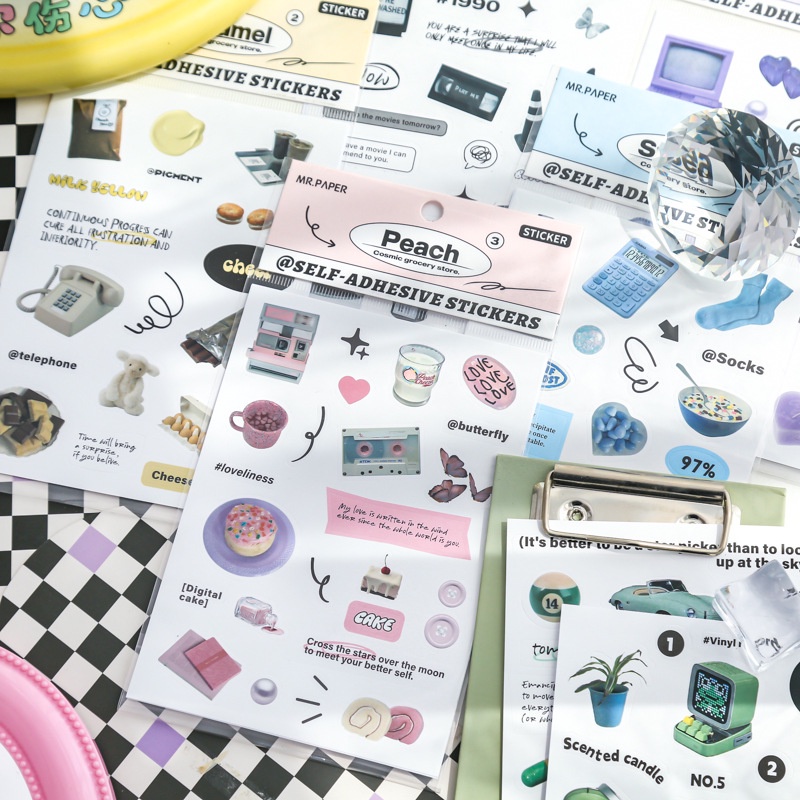 Set 2 tấm sticker trang trí bullet journal Cosmic Grocery Store